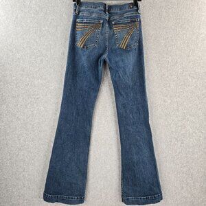 7 For All Mankind Dojo Jeans Womens 27 (28x33.5) Low Rise Flared Stretch Denim